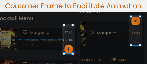 An image showing the hidden frame used as a fulcrum to facilitate this 
 animation within Figma